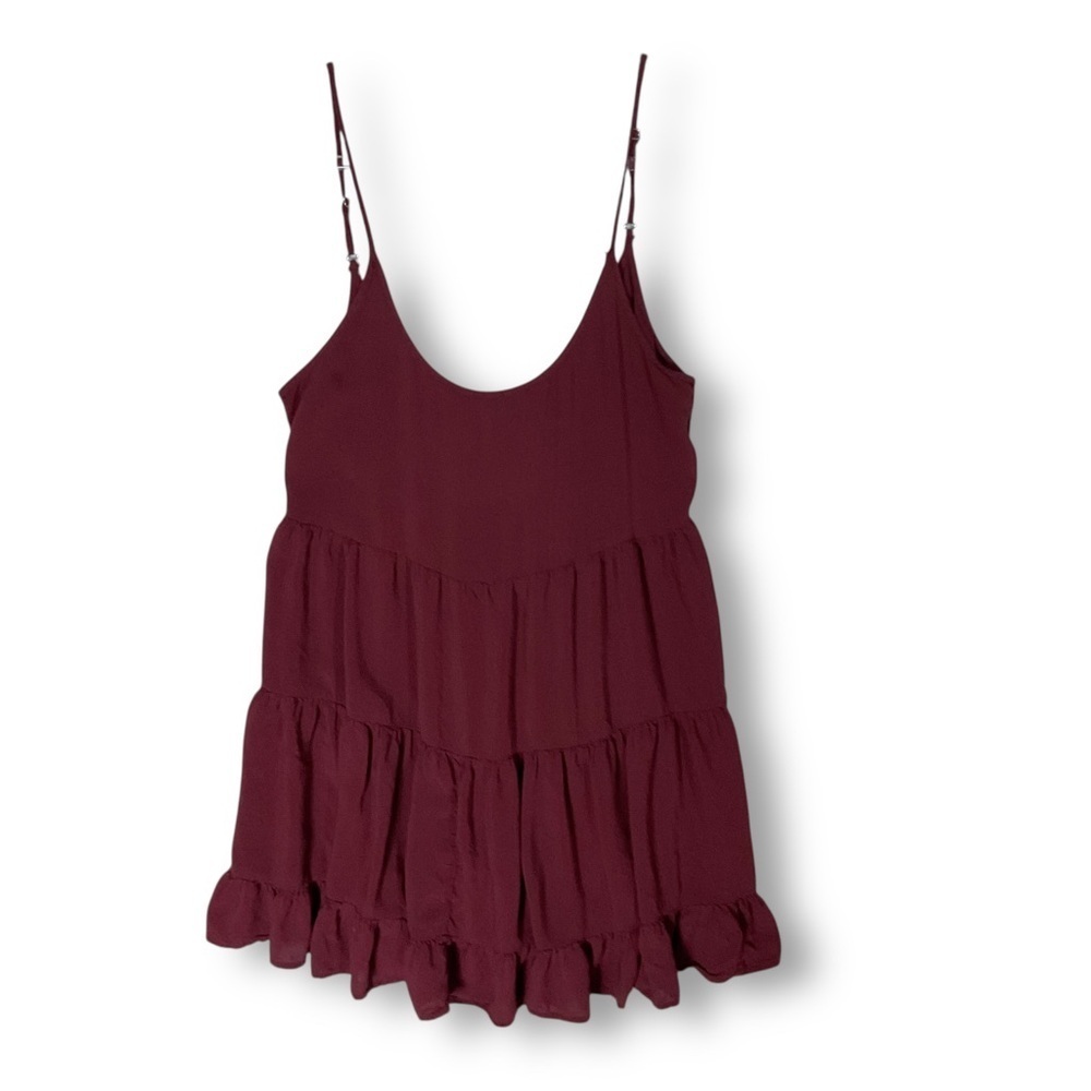 Brandy Melville Y2K Babydoll Dress O/S Relaxed Boho Burgundy Red Strappy